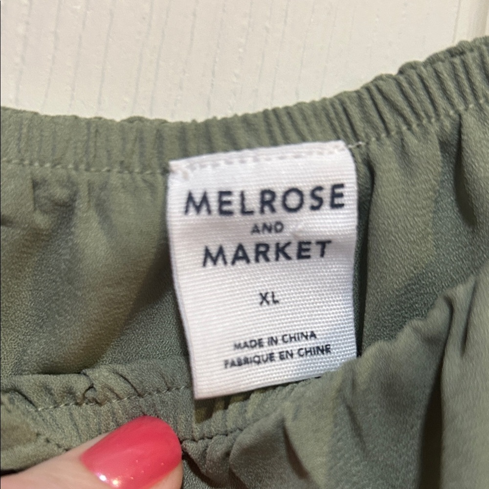 Melrose and Market Ruffled Olive Tank Top - Picture 2 of 6